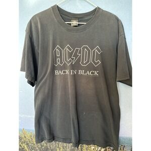 Vintage 2005 Anthill Trading AC/DC Back In Black‎ Band T-shirt Large Faded